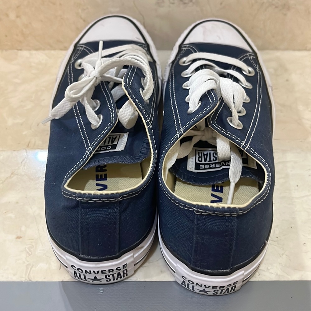 Navy blue Converse All Stars.